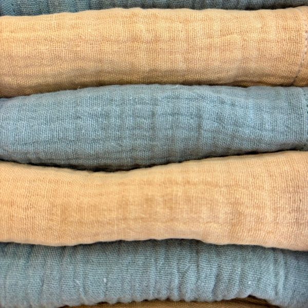 Serviettes de tables gaze de coton unies vert et jaune - Charmy