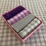 Serviettes de tables gaze de coton vert et violet 40cm - Charmy
