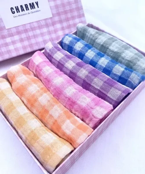 Serviettes de table en gaze de coton multicolores par Charmy