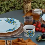 tasse à capuccino motifs fleurs bleu par denise ceramique