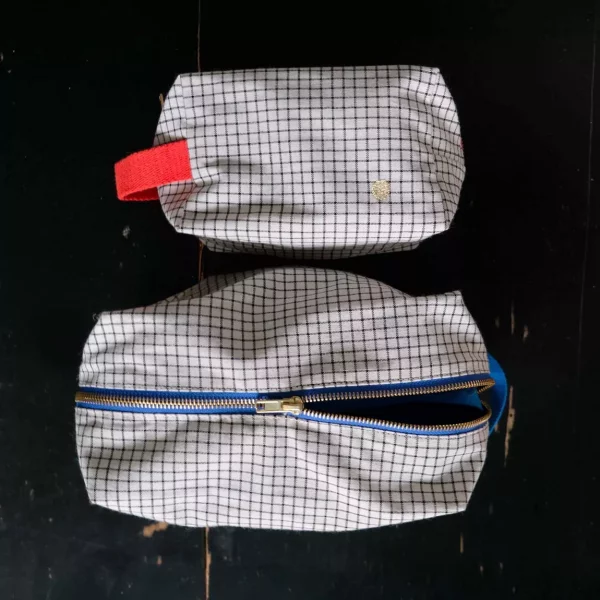 Trousse de toilette rayé noir et blanc coton bio