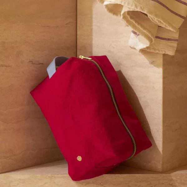 Trousse de toilette coton bio rouge cerise
