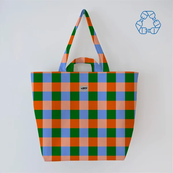 Sac cabas imperméable et recyclé Lori Barcelona couleur orange bleu vert