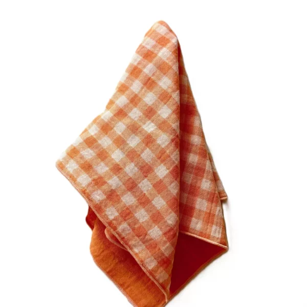 Serviettes de table en coton vichy orange par Charmy