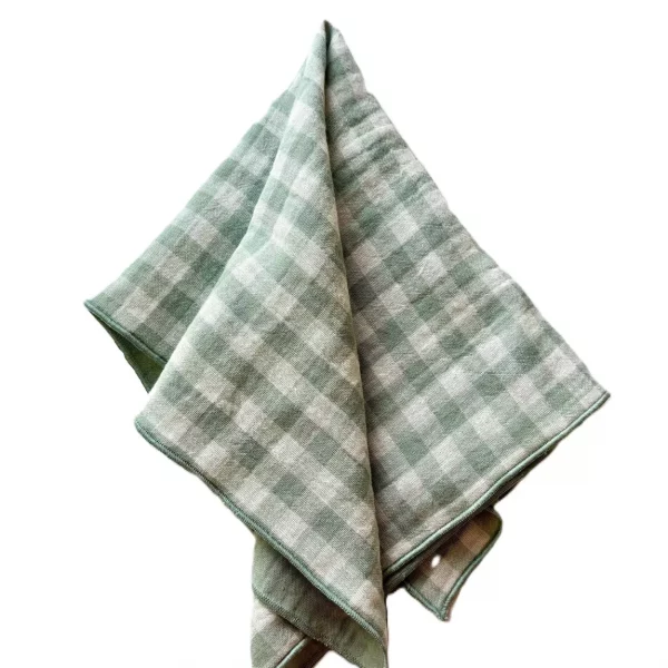 Serviettes de table en coton vichy vert de gris par Charmy