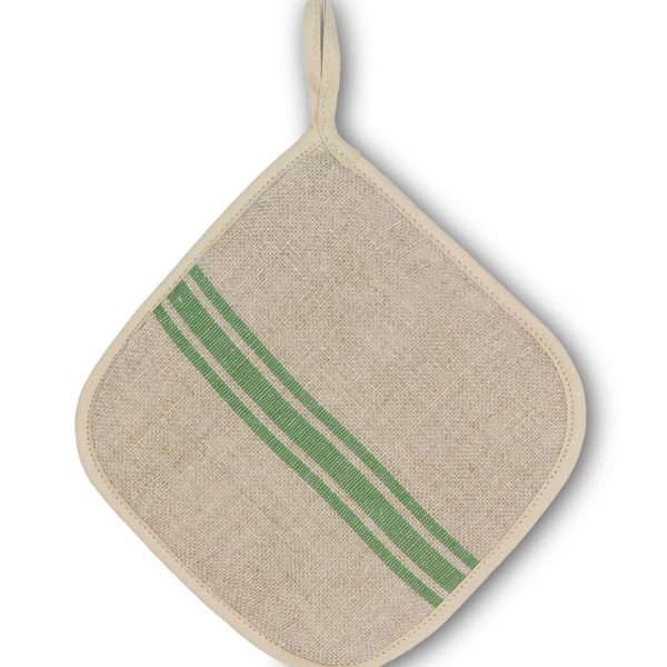 manique en lin rayée vert par Thieffry Frères