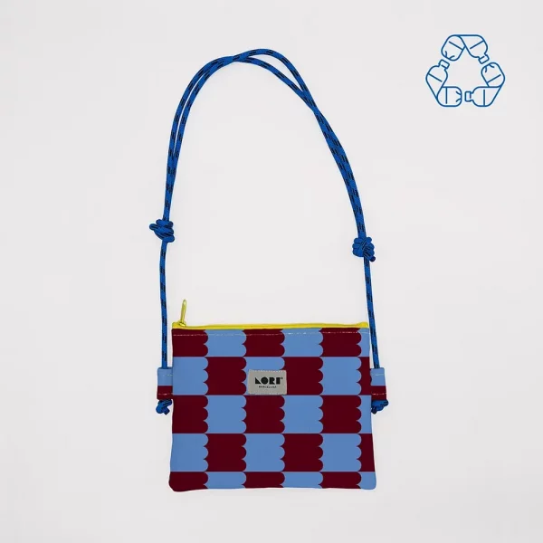 Sacoche banane mini recyclée marron, bleu par Lori Barcelona