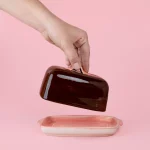 beurrier en céramique chocolat et rose Alfar Tierra Cocida
