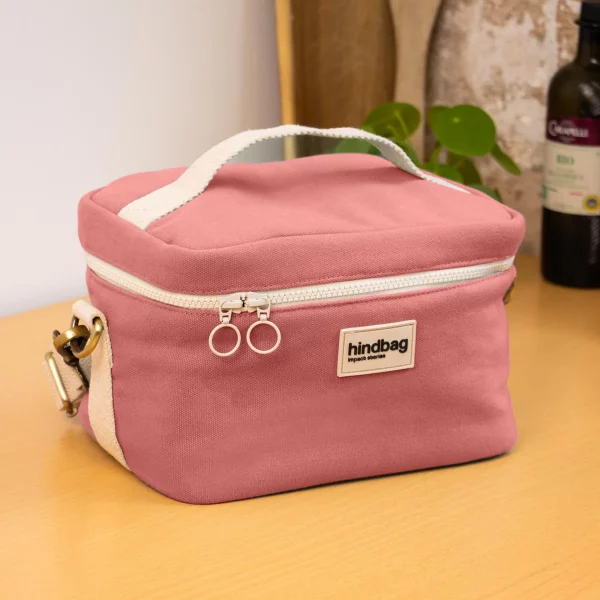 lunchbag en coton bio rose par Hindbag