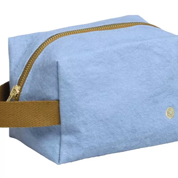 Mini trousse de toilette en coton bio bleu ciel - La Cerise sur le Gâteau