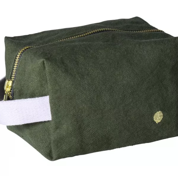 Mini trousse de toilette en coton bio vert kale - La Cerise sur le Gâteau