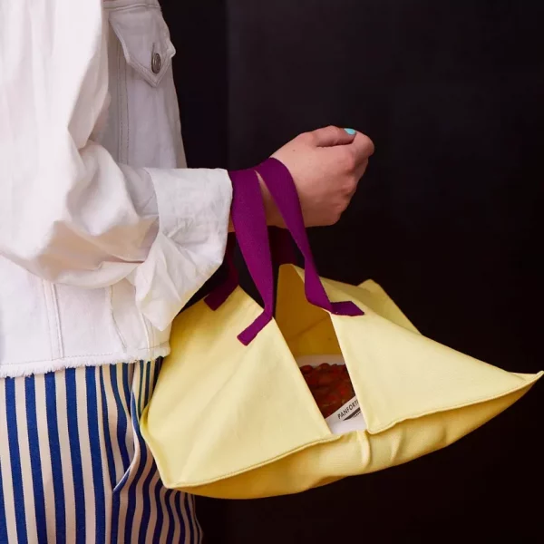 Sac à tarte jaune en coton bio - La Cerise sur le Gâteau