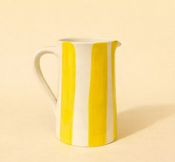 carafe en céramique 1L rayé jaune par Kult