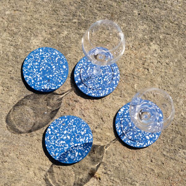 dessous de verre huitres recyclées bleu par Malakio
