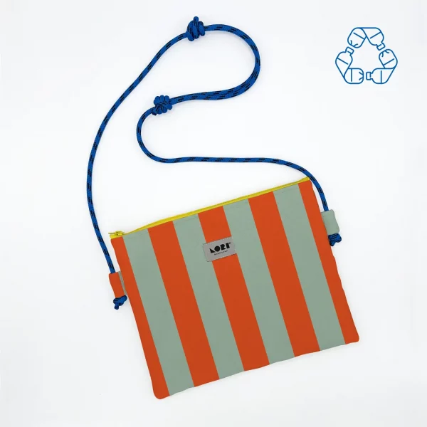 pochette bandoulière recyclée orange et bleu par Lori Barcelona