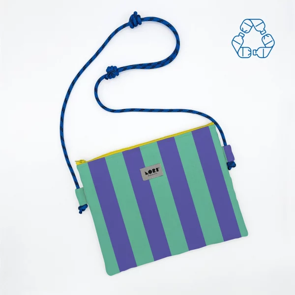 pochette bandoulière recyclée violet et vert par Lori Barcelona