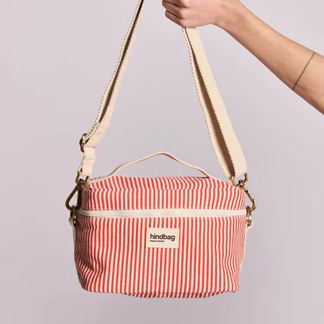 lunchbag en coton bio rayé rouge Hindbag