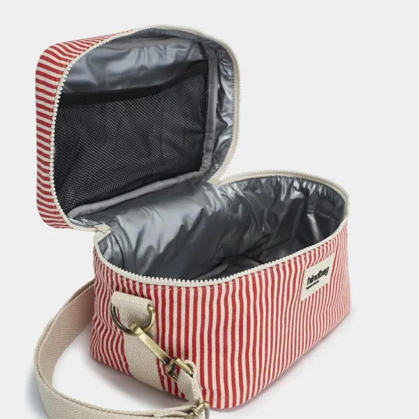 lunchbag en coton bio rayé rouge Hindbag
