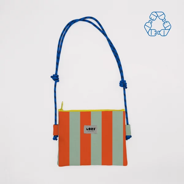 Mini pochette bandoulière recyclée orange et bleu par Lori Barcelona
