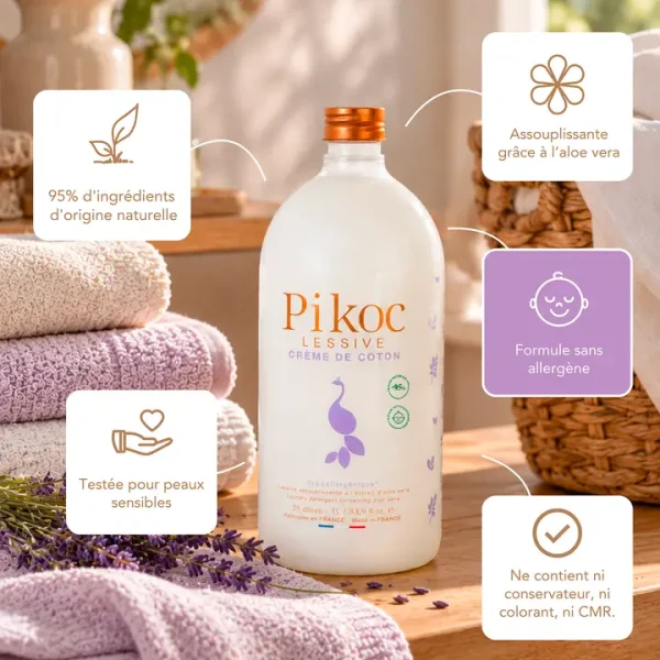 lessive pikoc creme de coton lavande 1L