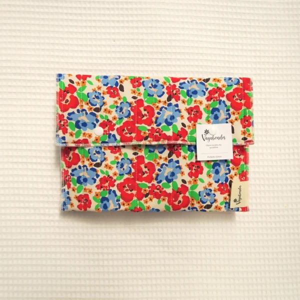 grande pochette à livre fleurs rouges
