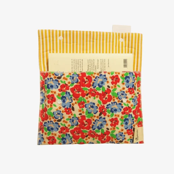 grande pochette à livre fleurs rouges