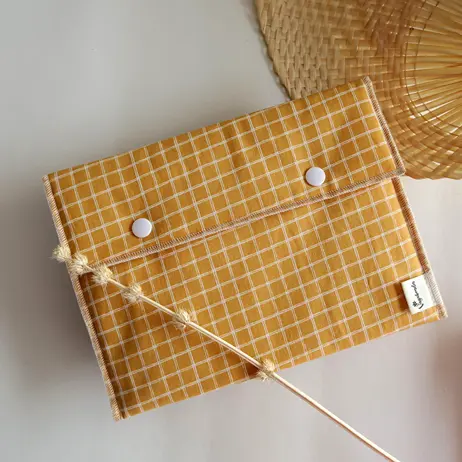 grande pochette à livre carreaux jaune Vagabondes