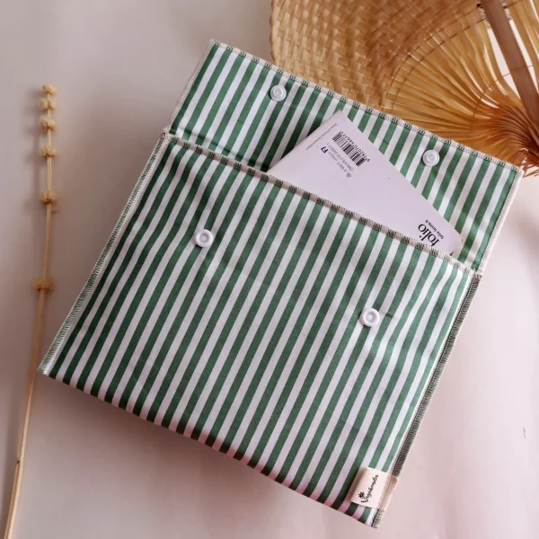 pochette à livre rayé vert Vagabondes
